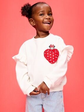 NWT Old Navy DISNEY Minnie Mouse Graphic RUFFLE Sleeve Sweatshirt Toddler 4T